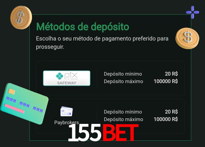 O cassino 155Bet oferece uma grande variedade de métodos de pagamento
